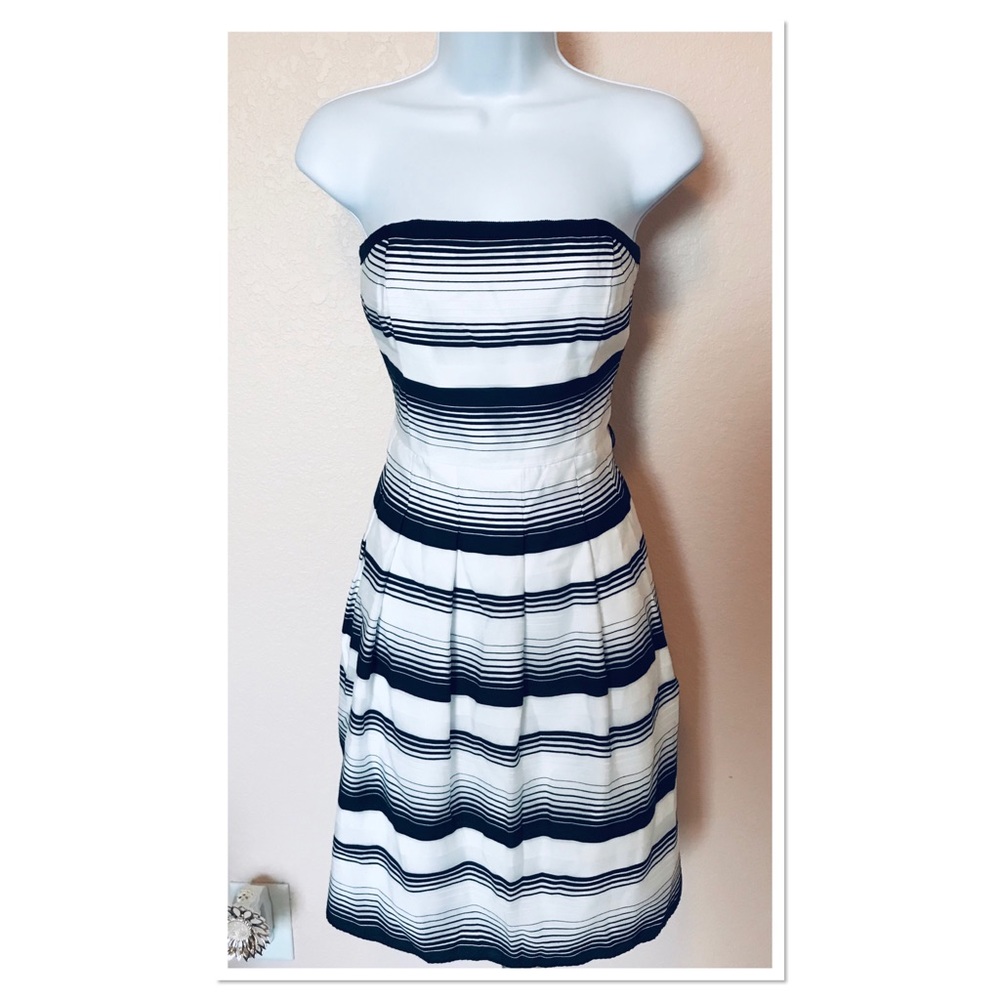 WHBM Black White Striped Strapless Sundress Dress